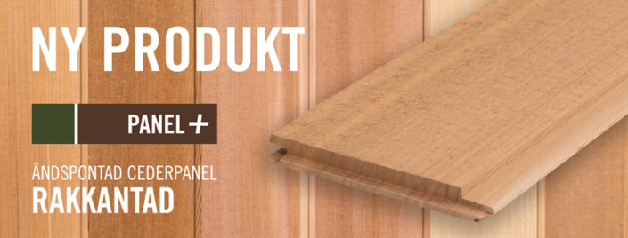Cederpanel, rakkantad ändspontad. Kärnsund Wood Link.