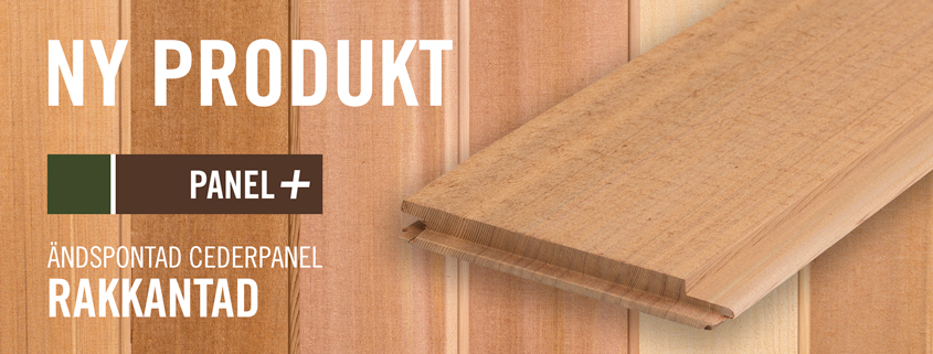 Cederpanel, rakkantad ändspontad. Kärnsund Wood Link.