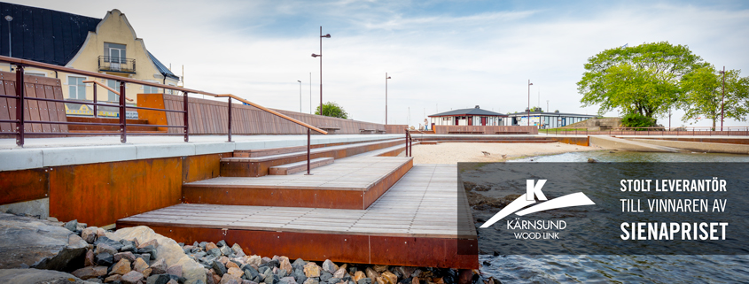 Kärnsund Wood Link - Stolt leverantör av Azobe hårdträ till Tullhusstranden i Simrihamn, vinnaren av Sienapriset 2016.