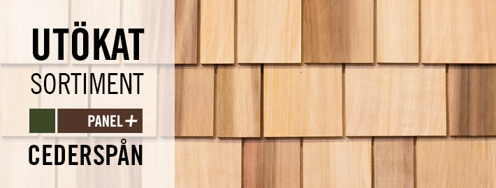 Utökat sortiment av cederpanel. Nu har vi cederspån i sortimentet - Kärnsund Wood Link