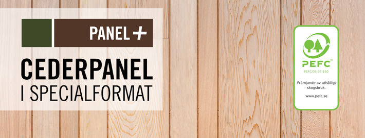 Cederpanel i kundanpassade profiler och dimensioner. Kärnsund Wood Link.