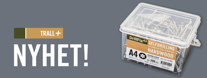 DrillFix A4 självborrande trallskruv för hårdträ, hardwood.