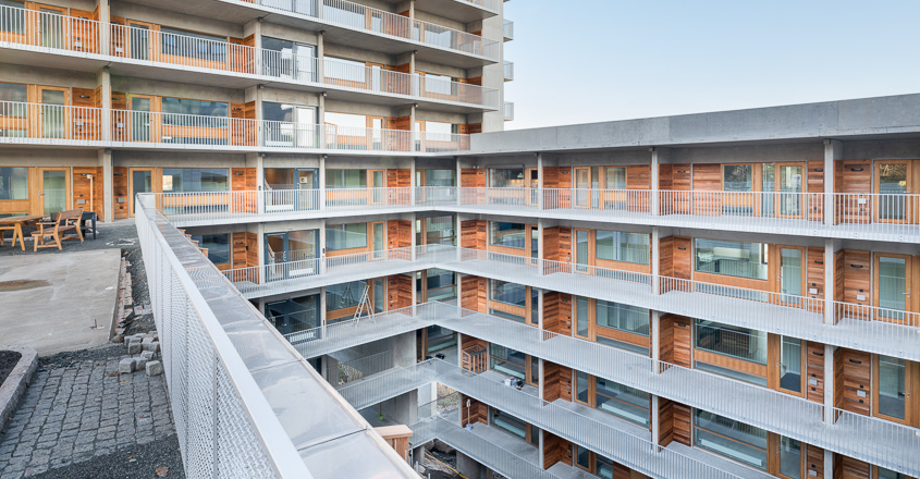 Cederträ Brf Viva Guldheden, Göteborg. Kärnsund Wood Link.